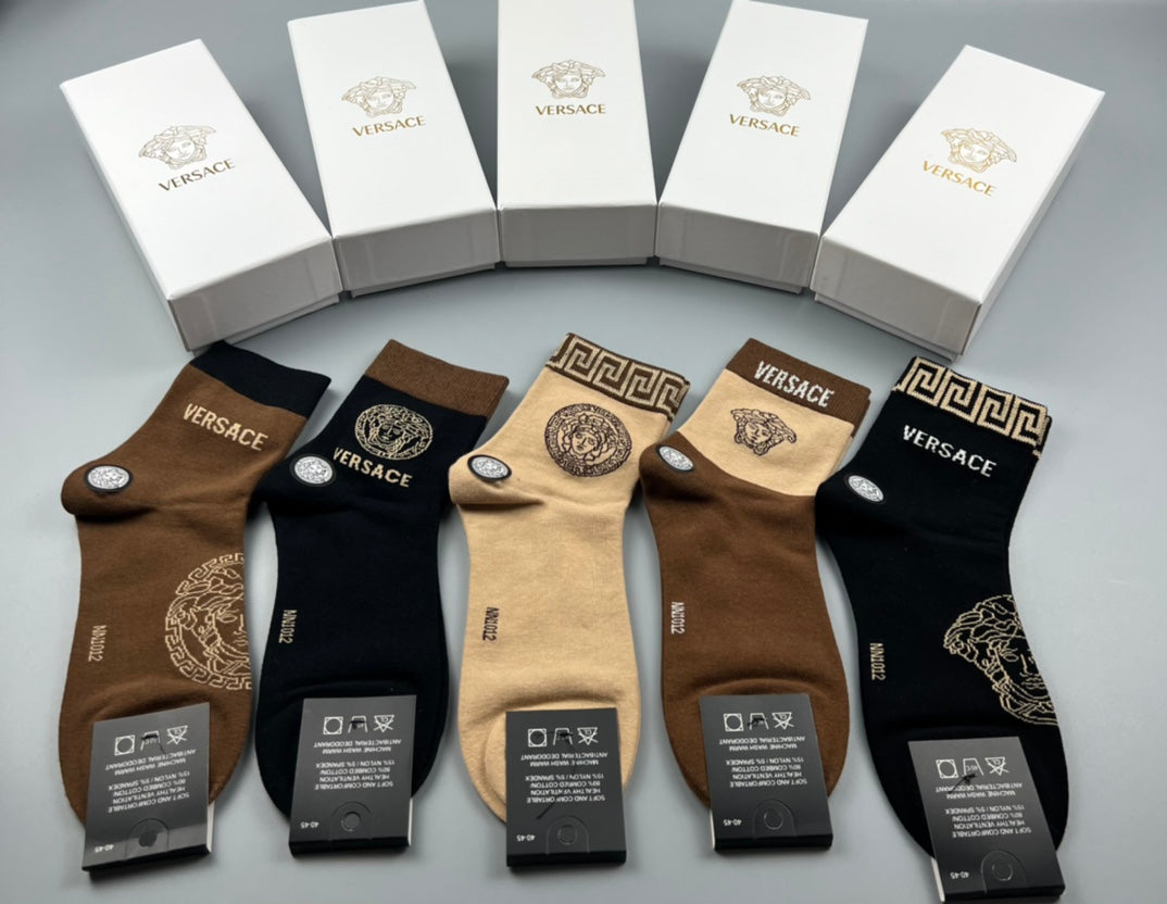 Versace earth tone medusa crew socks - view 3