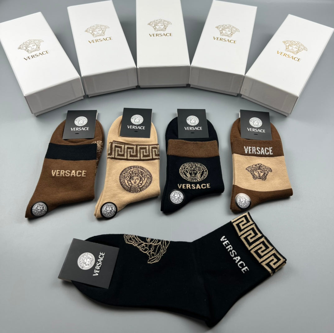 Versace earth tone medusa crew socks - view 7