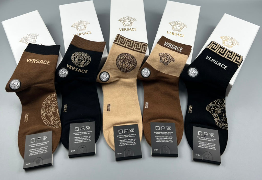 Versace earth tone medusa crew socks - view 4