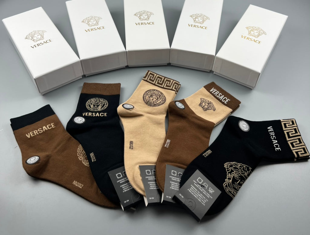 Versace earth tone medusa crew socks - view 6