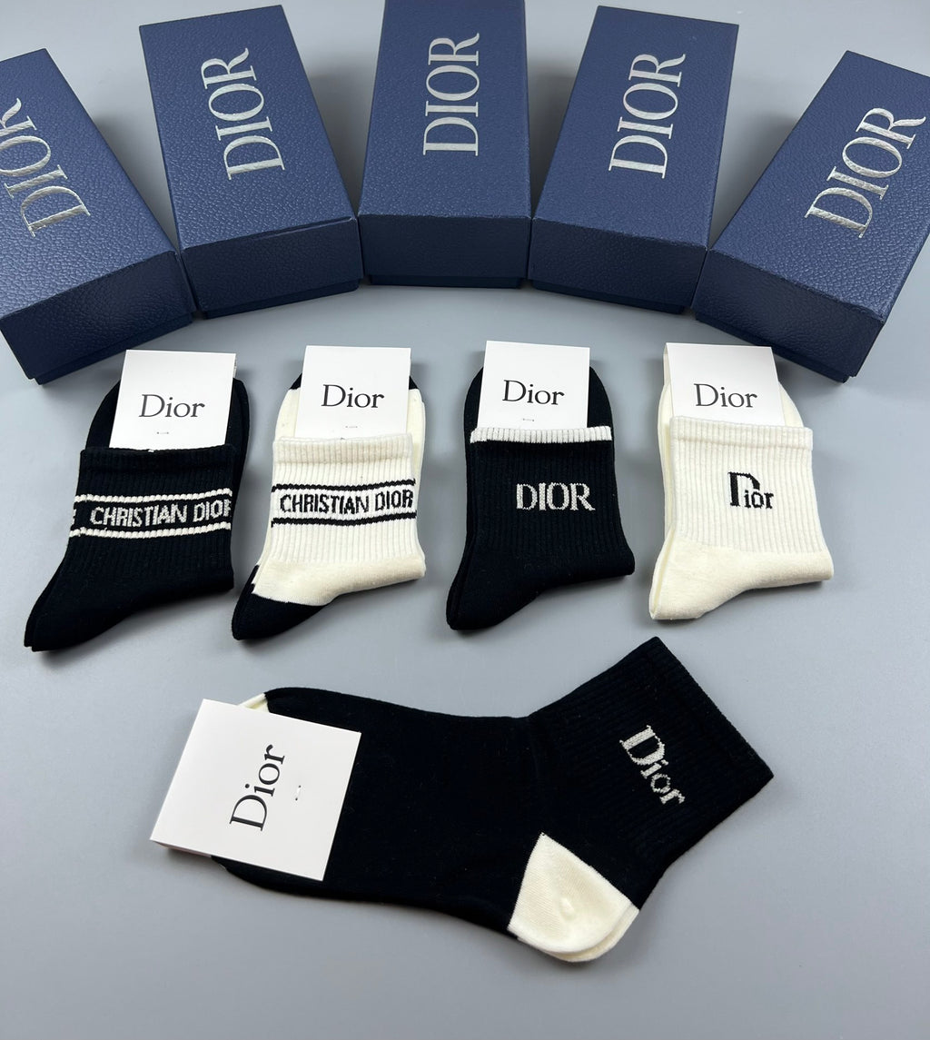Dior minimal cuff lettering crew socks - view 7