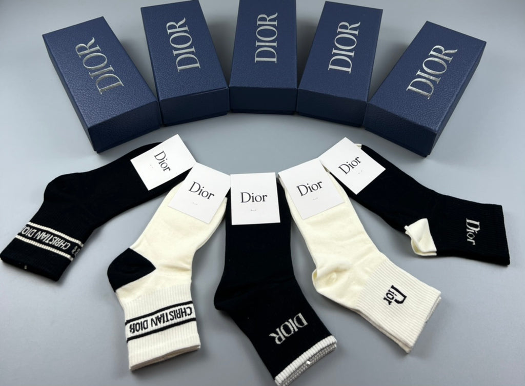 Dior minimal cuff lettering crew socks - view 2