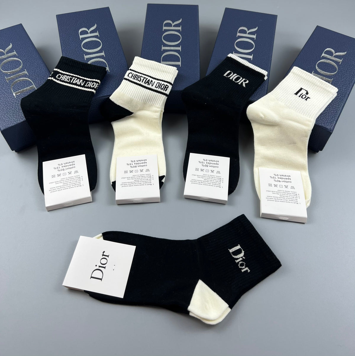 Dior minimal cuff lettering crew socks - view 6