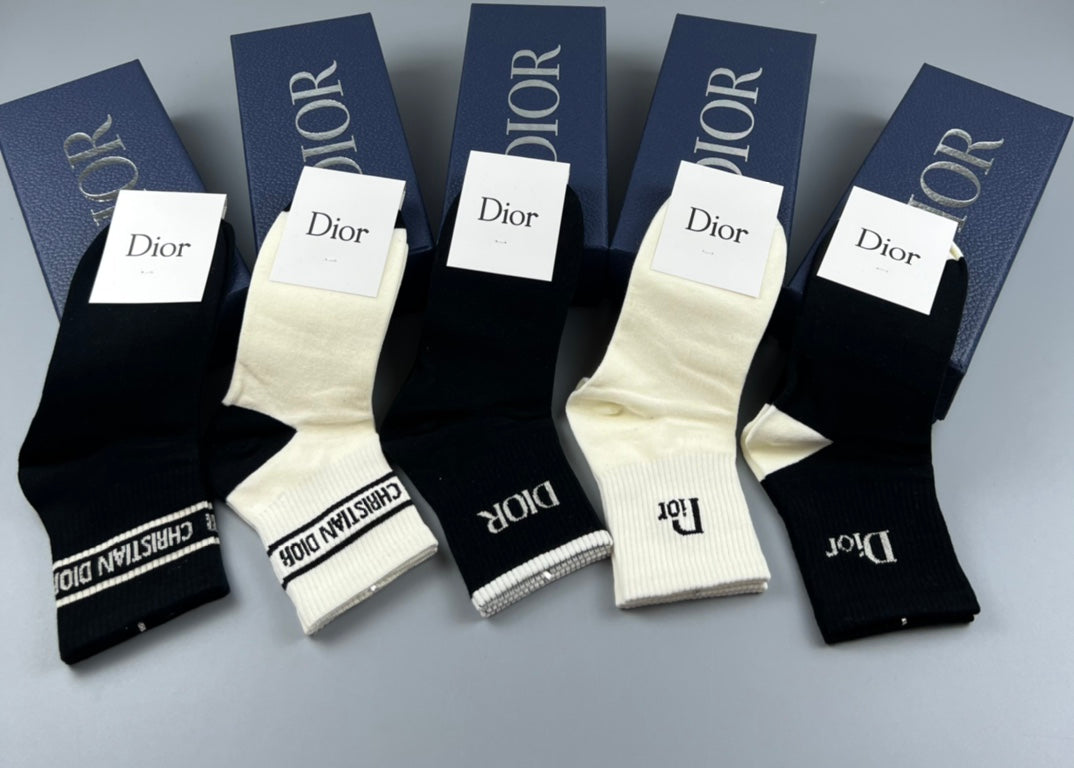 Dior minimal cuff lettering crew socks - view 3
