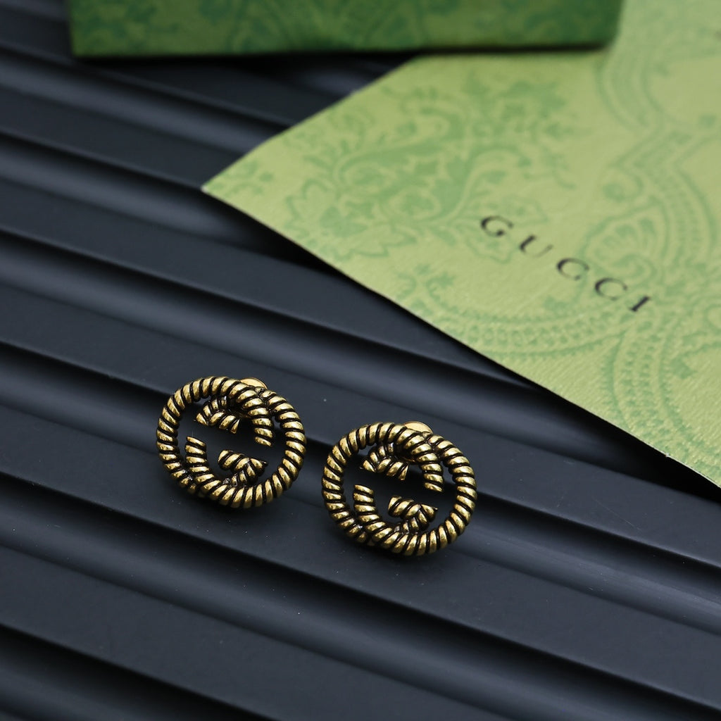 Gucci Interlocking G Antique Gold-Tone Snake Snake Motif Stud Earrings - album image 2