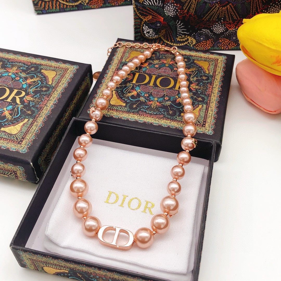 Dior Pink Pearl-Look Letter Necklace - product image 2