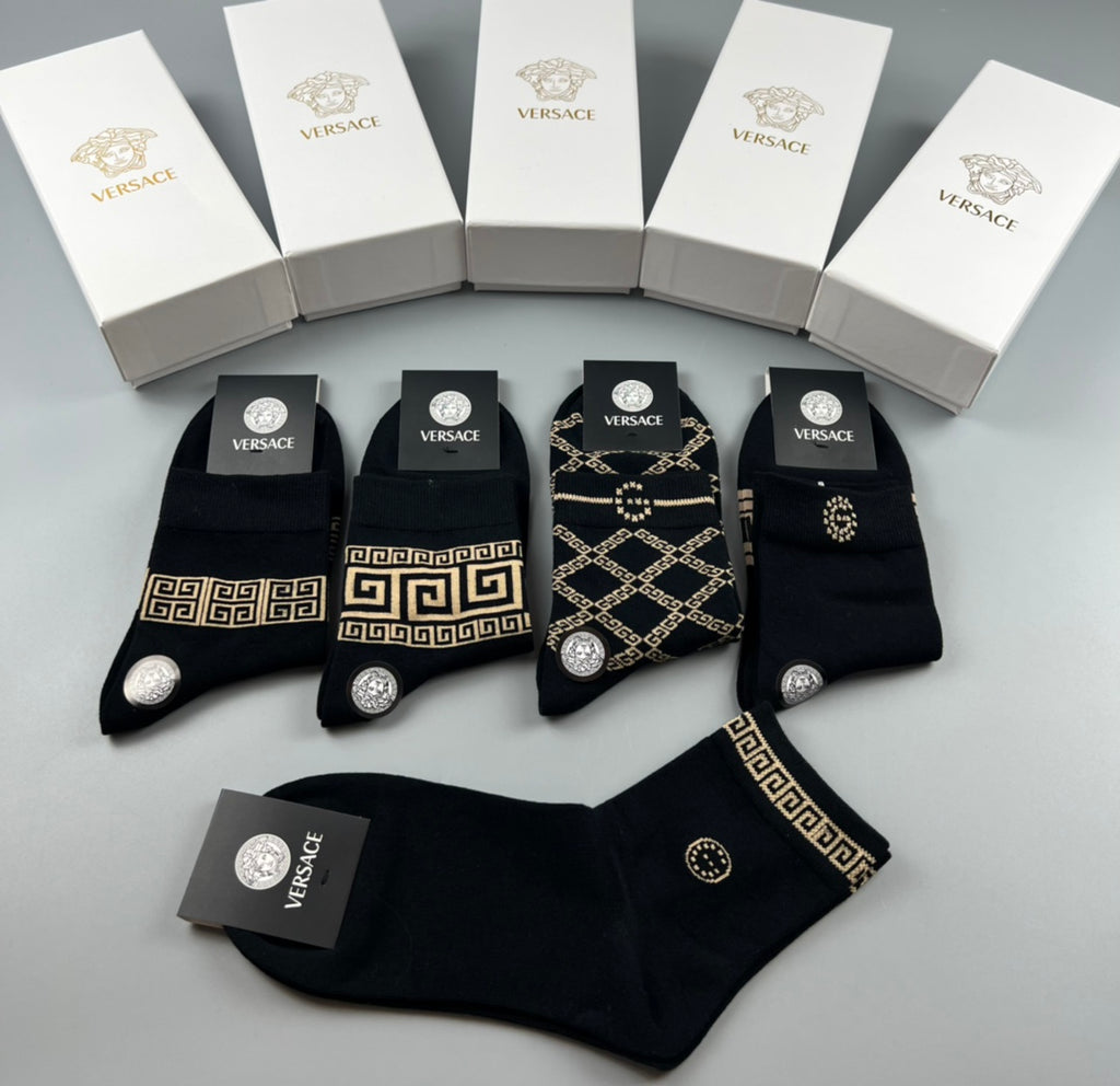 Versace geometric greek key crew socks - view 5