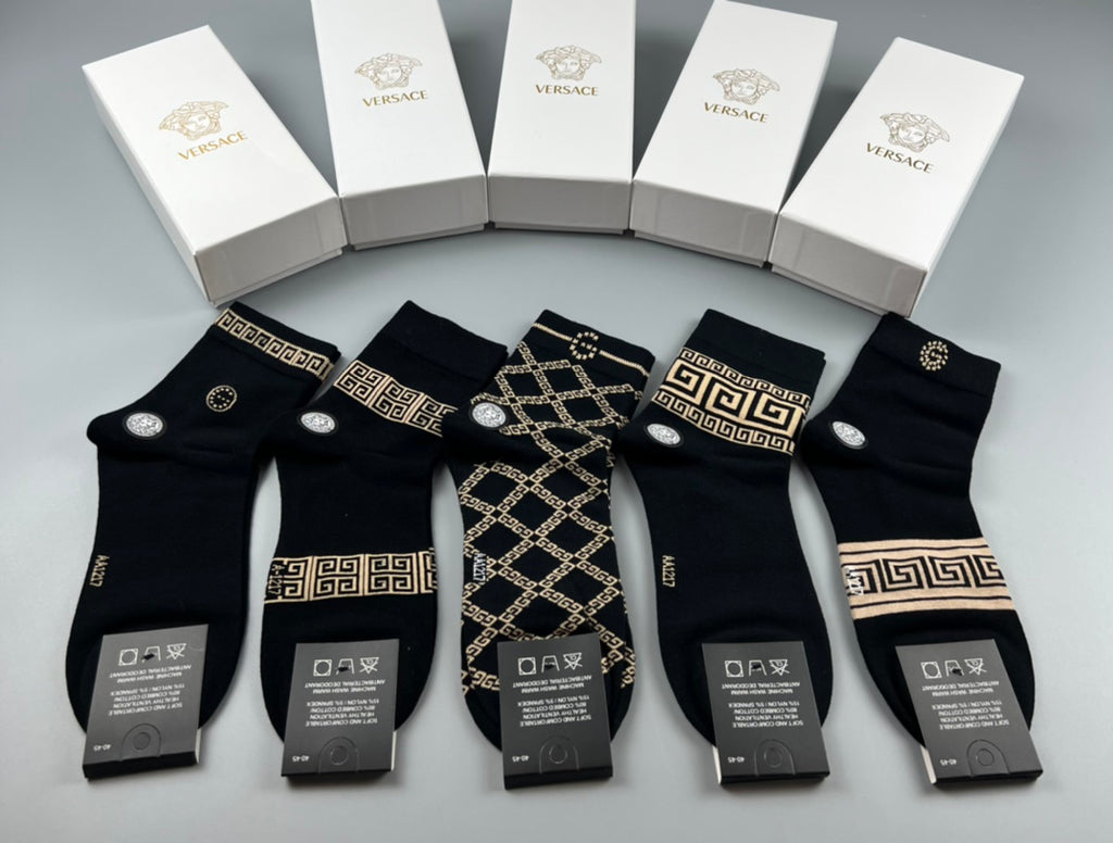 Versace geometric greek key crew socks - view 7