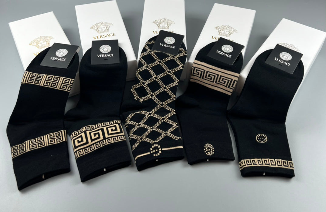 Versace geometric greek key crew socks - view 4