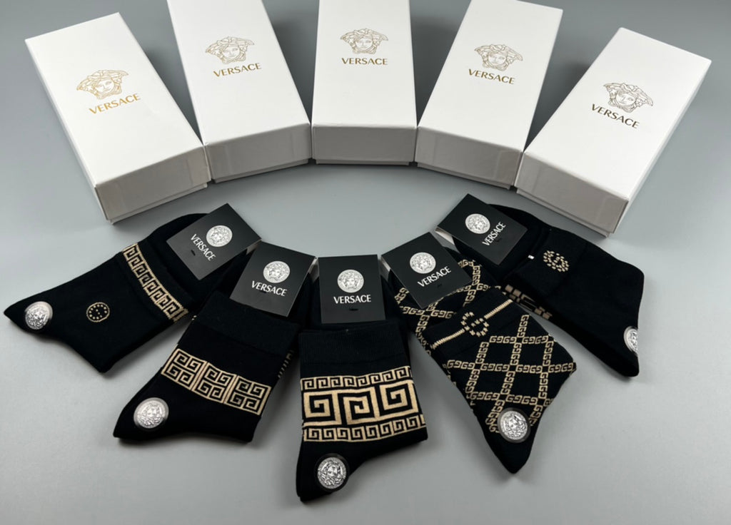 Versace geometric greek key crew socks - view 6