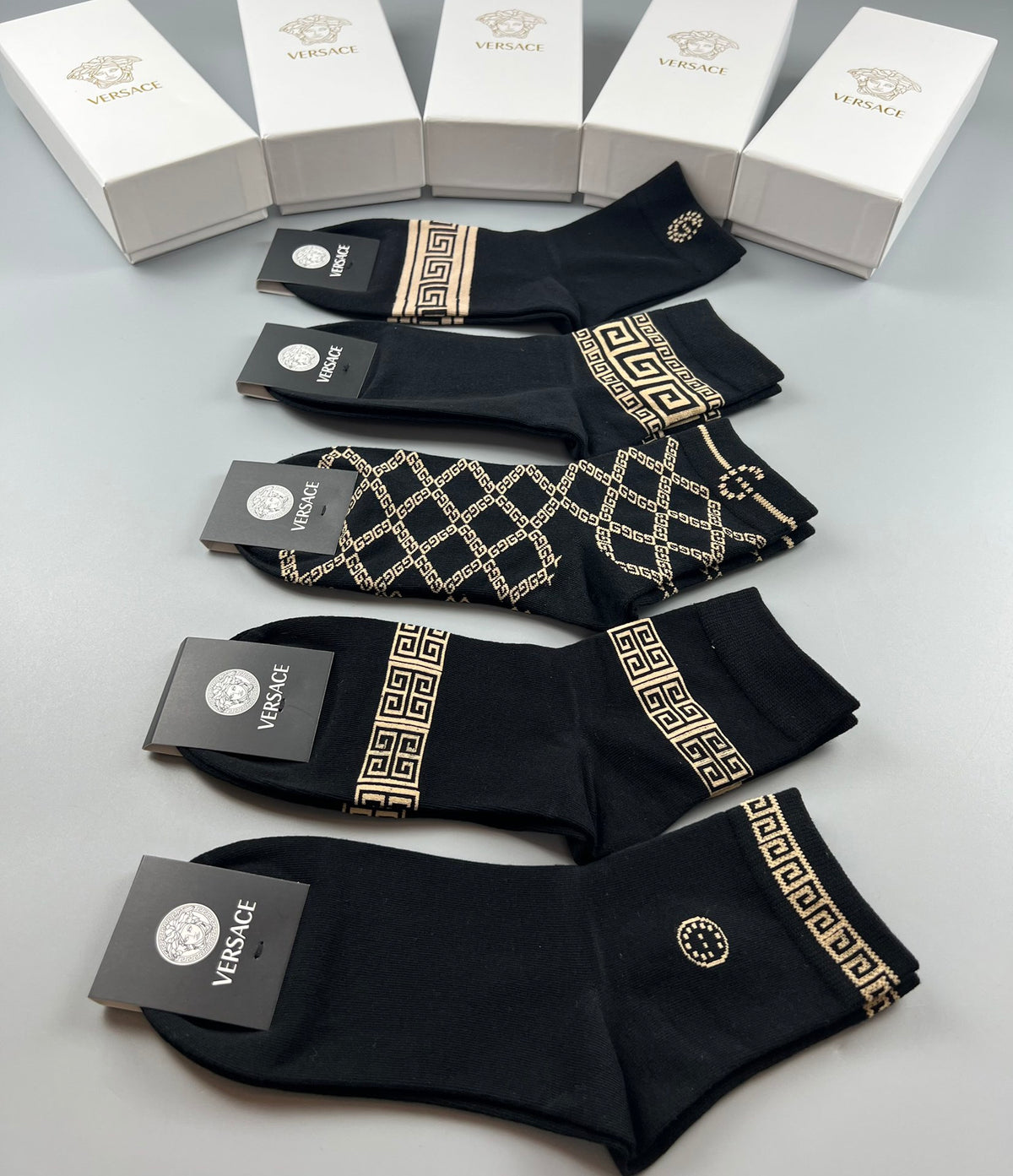 Versace geometric greek key crew socks - view 9