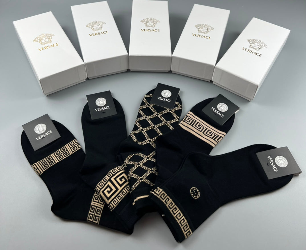 Versace geometric greek key crew socks - view 3