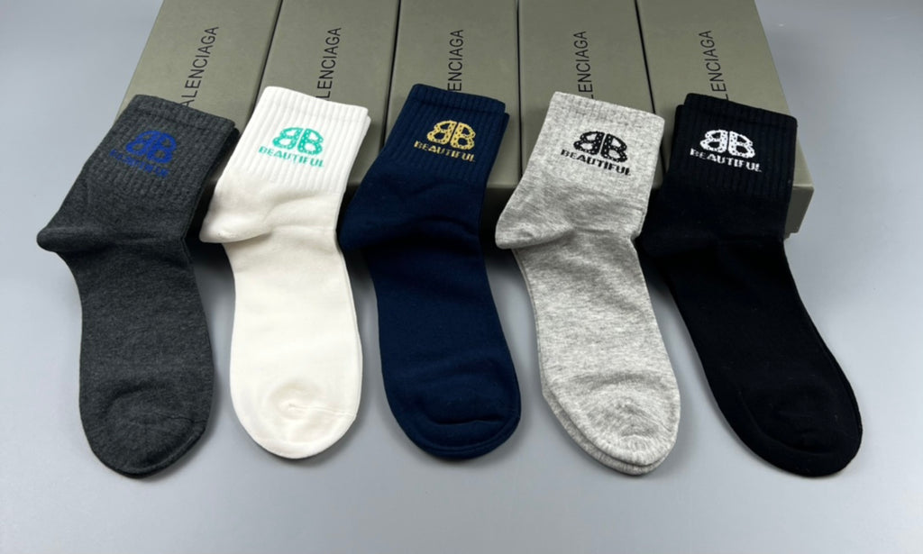 Balenciaga contrast bb lettering crew socks - view 3