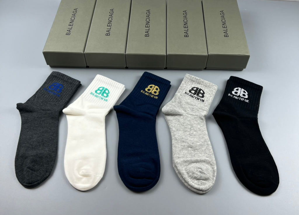 Balenciaga contrast bb lettering crew socks - view 1