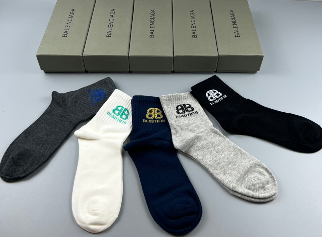 Balenciaga contrast bb lettering crew socks - view 2