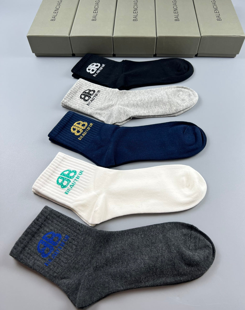 Balenciaga contrast bb lettering crew socks - view 6