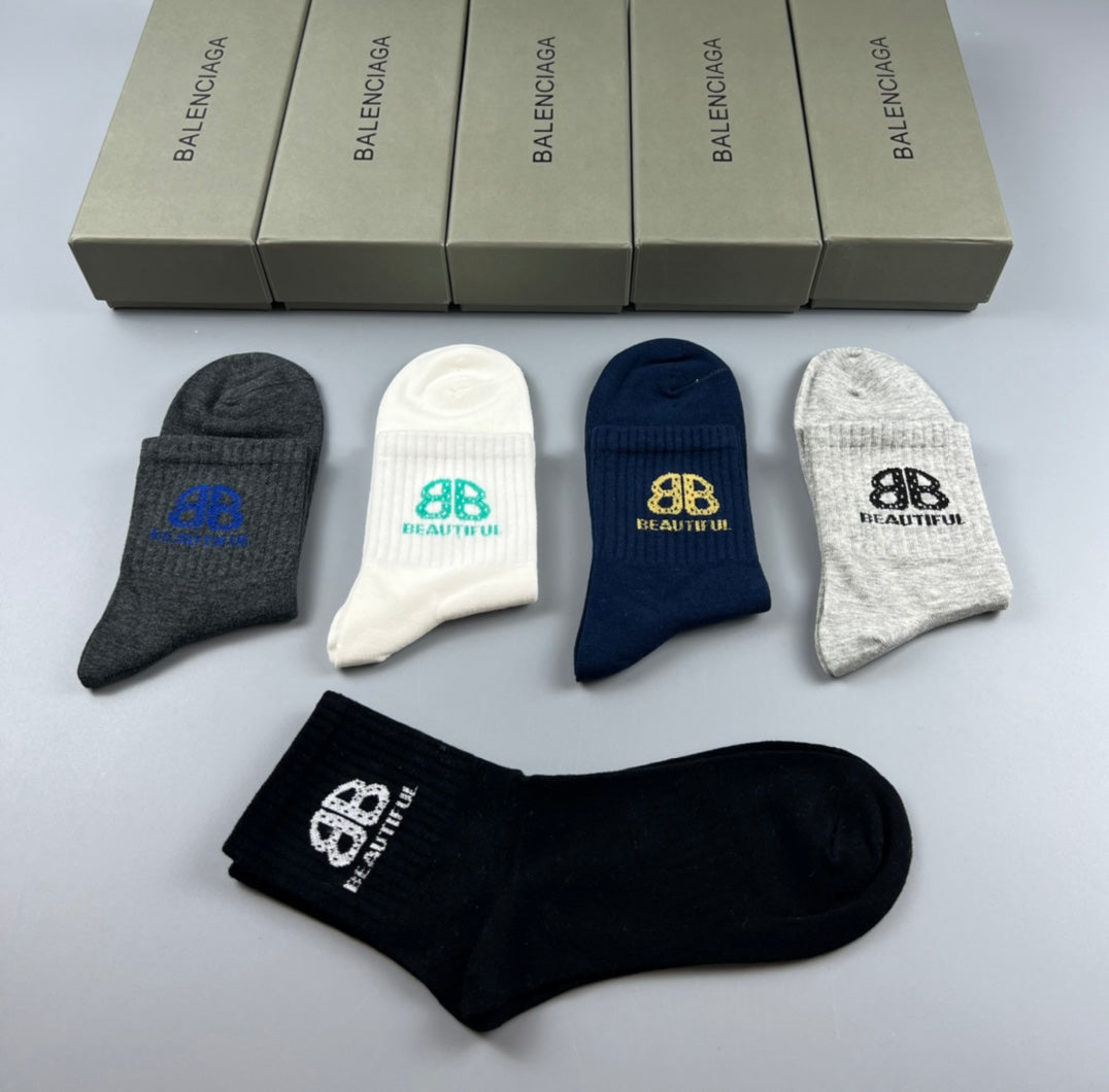 Balenciaga contrast bb lettering crew socks - view 4