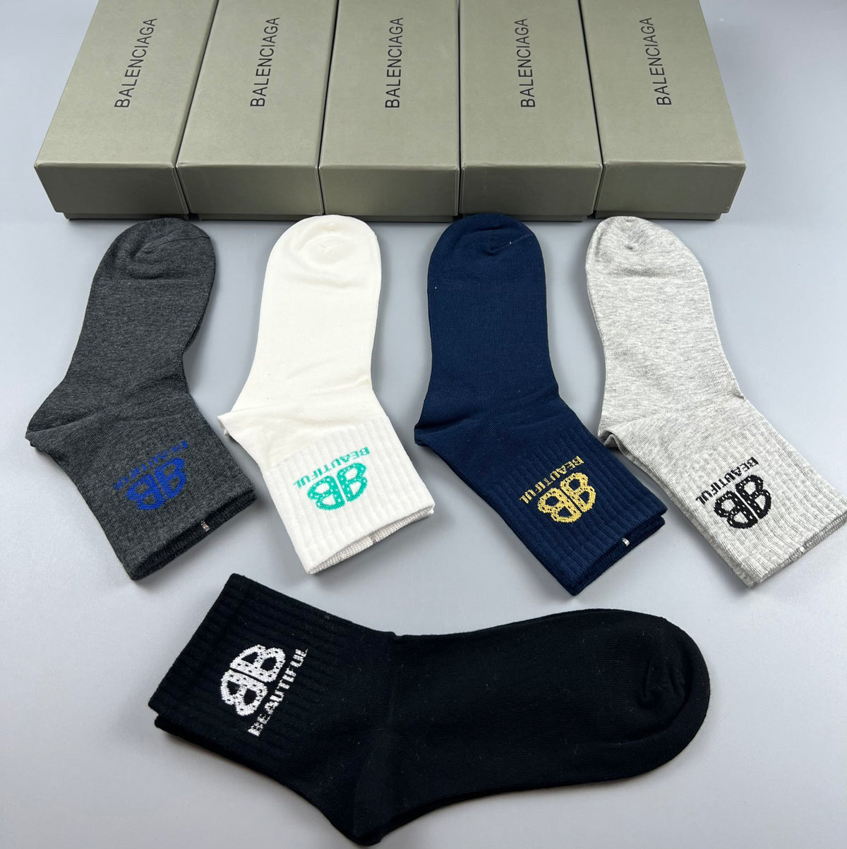 Balenciaga contrast bb lettering crew socks - view 5