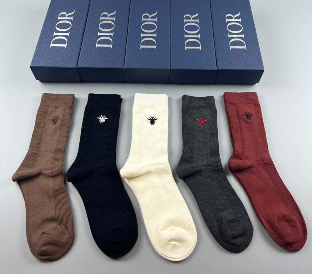 Dior small bee ribbing crew socks - view 1
