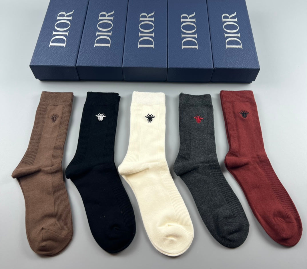 Dior small bee ribbing crew socks - view 1