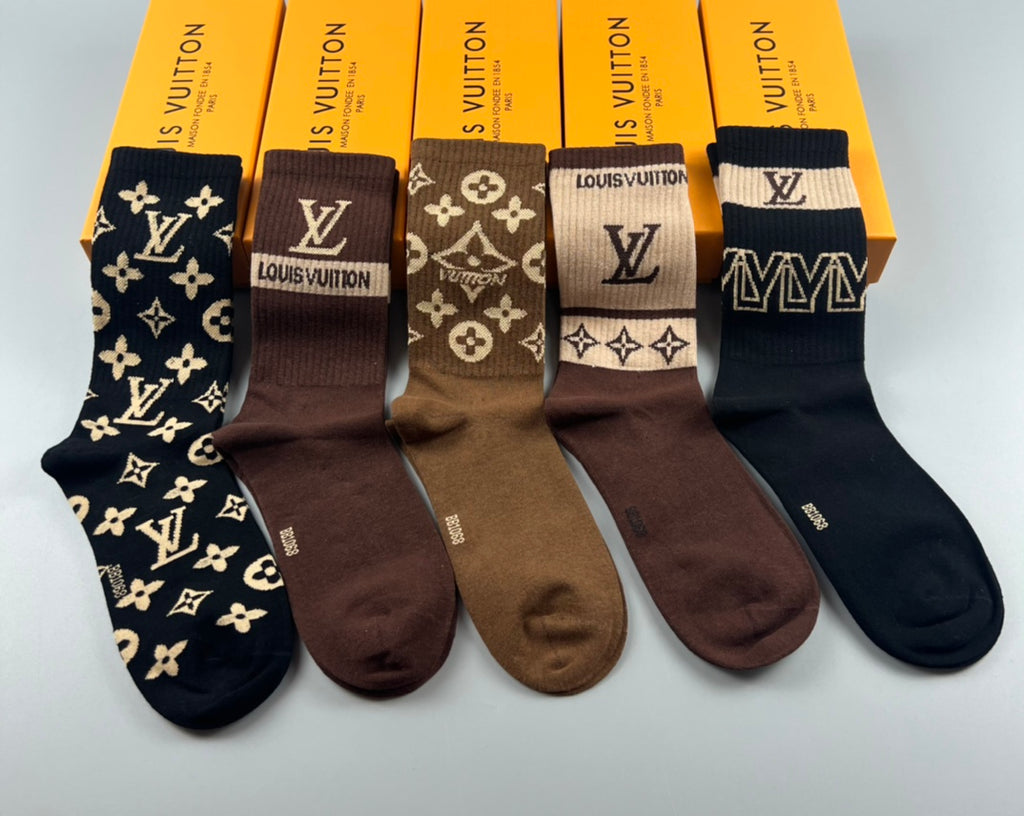 Louis Vuitton brown graphic mix crew socks, image 7