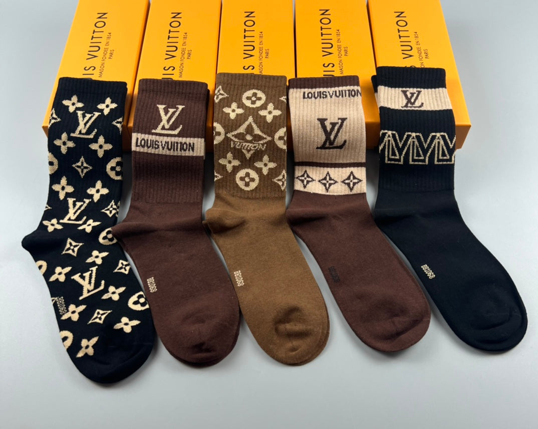 Louis Vuitton brown graphic mix crew socks, image 7
