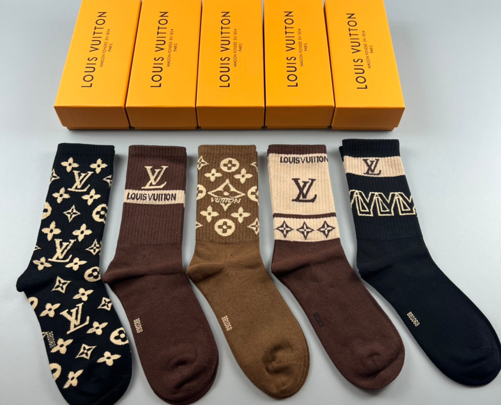 Louis Vuitton brown graphic mix crew socks, image 4