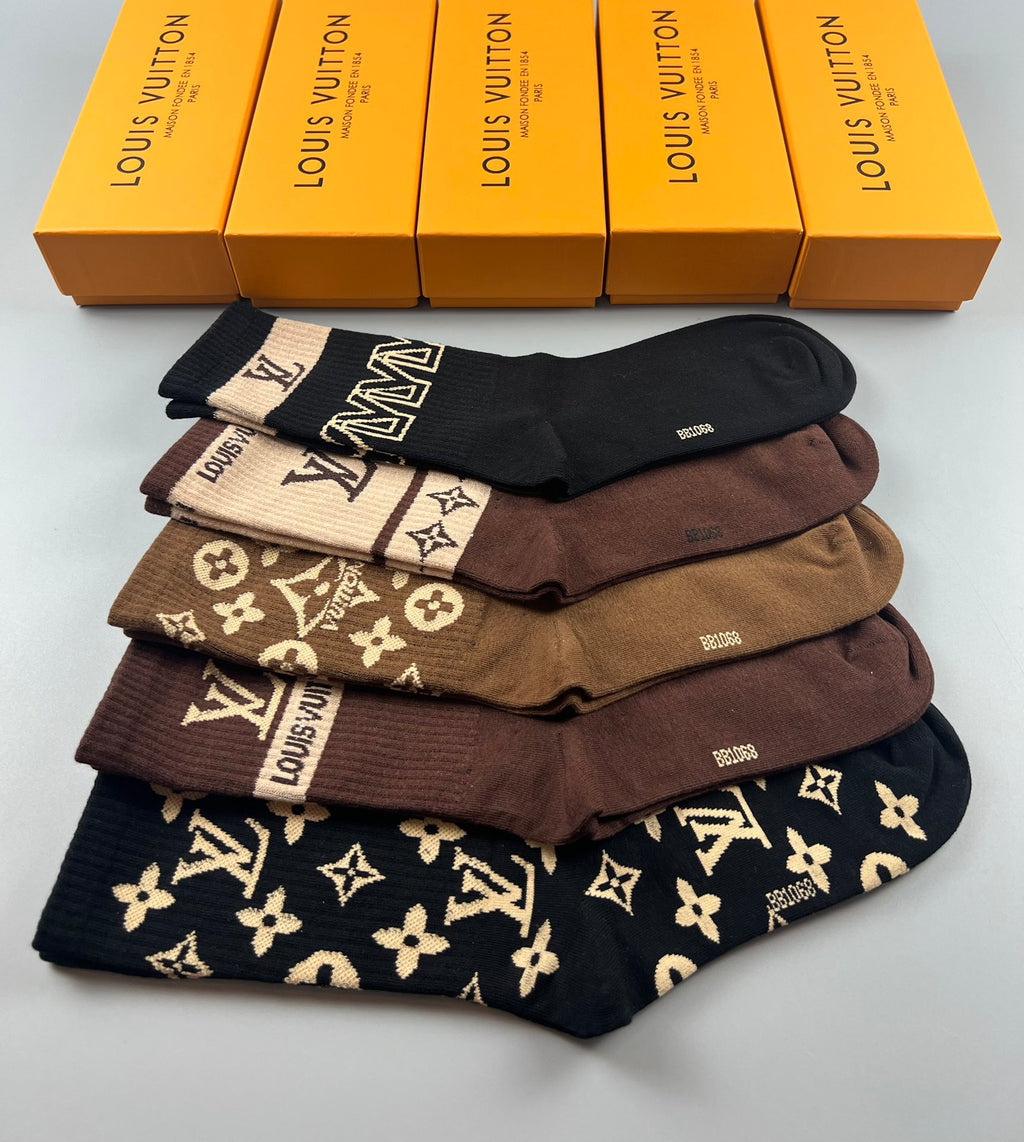 Louis Vuitton brown graphic mix crew socks, image 8