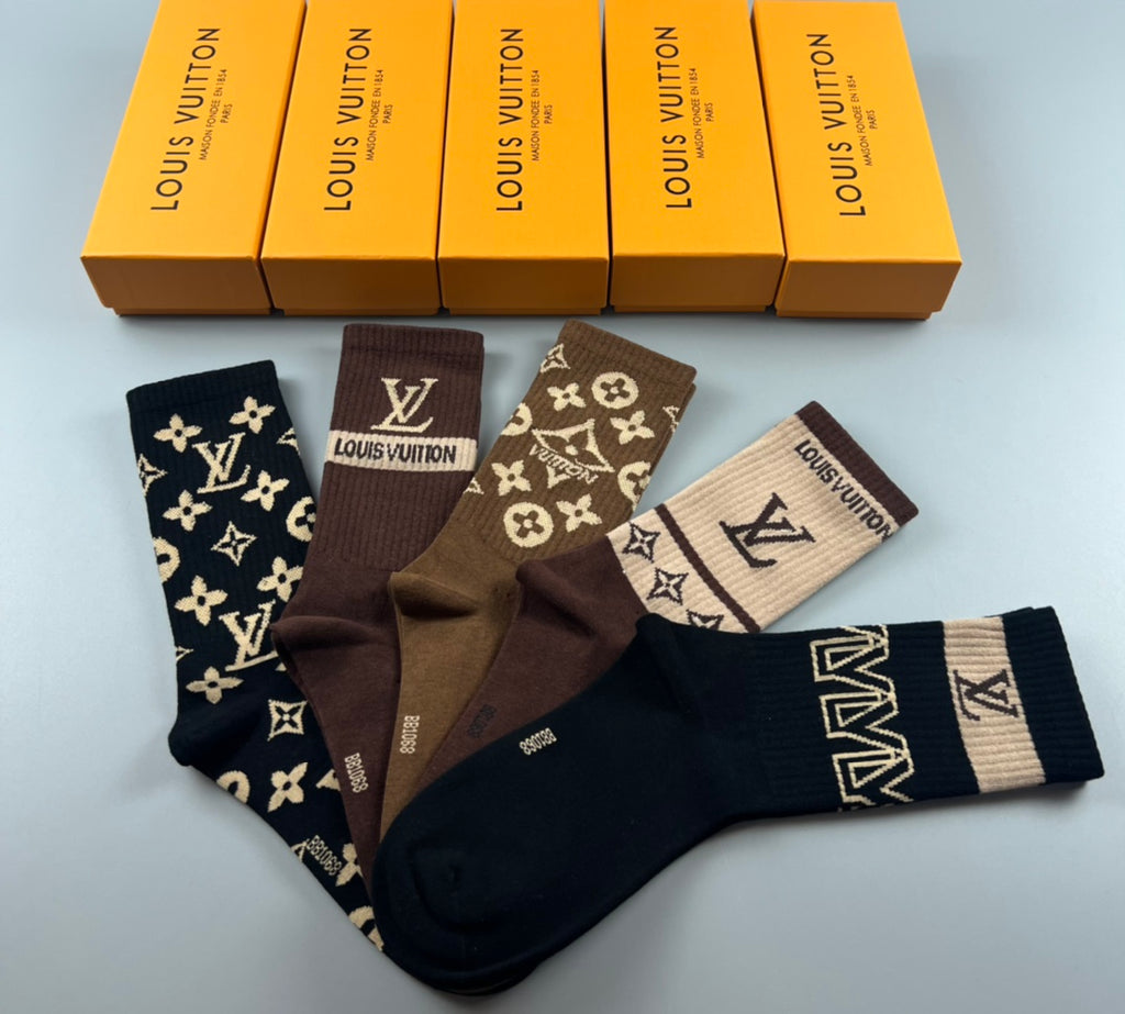 Louis Vuitton brown graphic mix crew socks, image 6