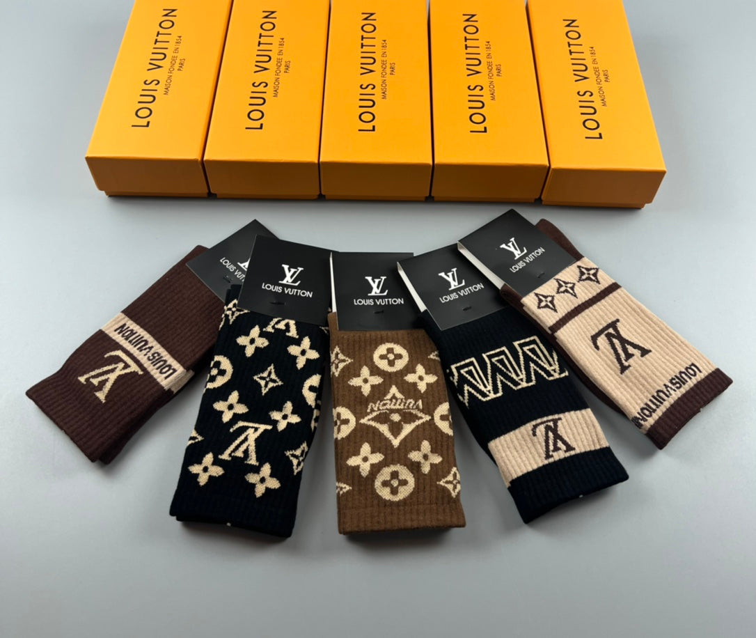 Louis Vuitton brown graphic mix crew socks, image 3