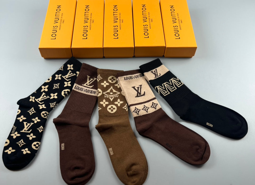 Louis Vuitton brown graphic mix crew socks, image 5