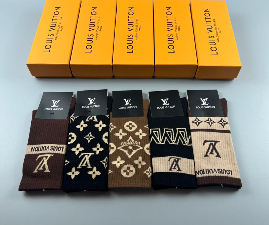 Louis Vuitton brown graphic mix crew socks, image 2
