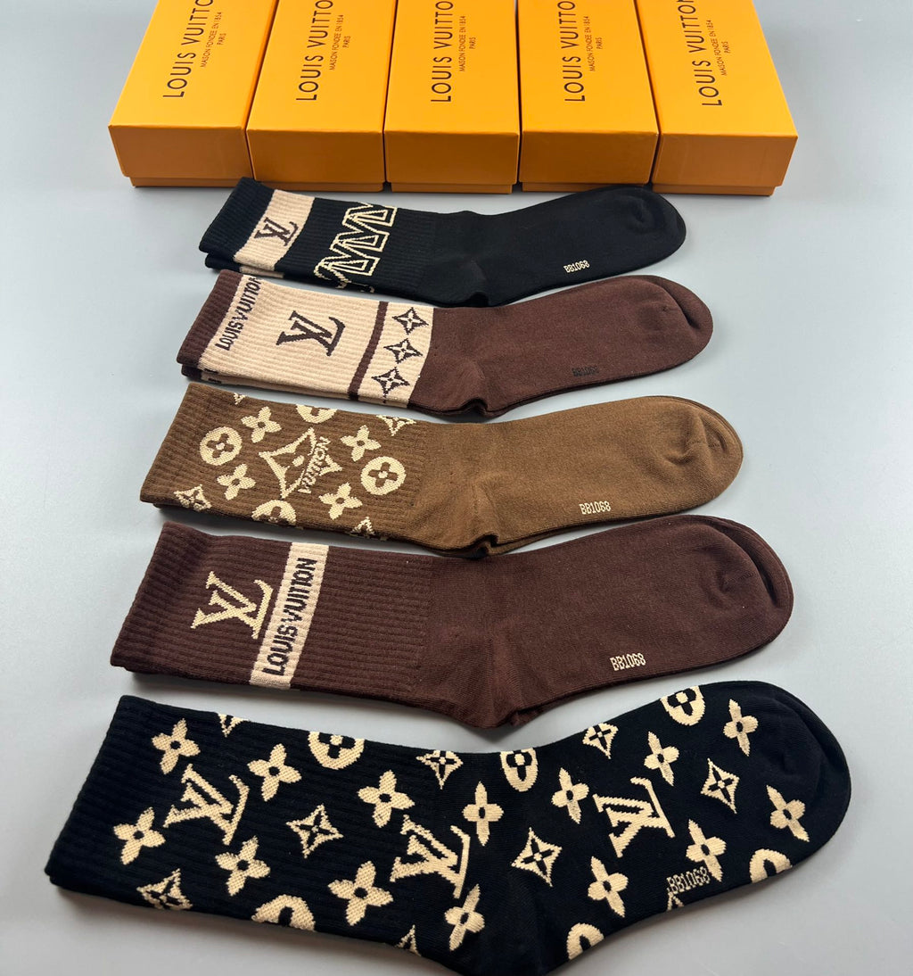 Louis Vuitton brown graphic mix crew socks, image 9