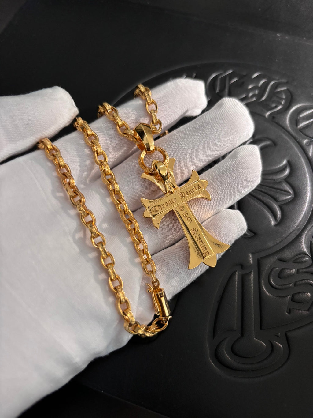 Chrome Hearts Gold-Tone Long Cross Necklace - album image 5