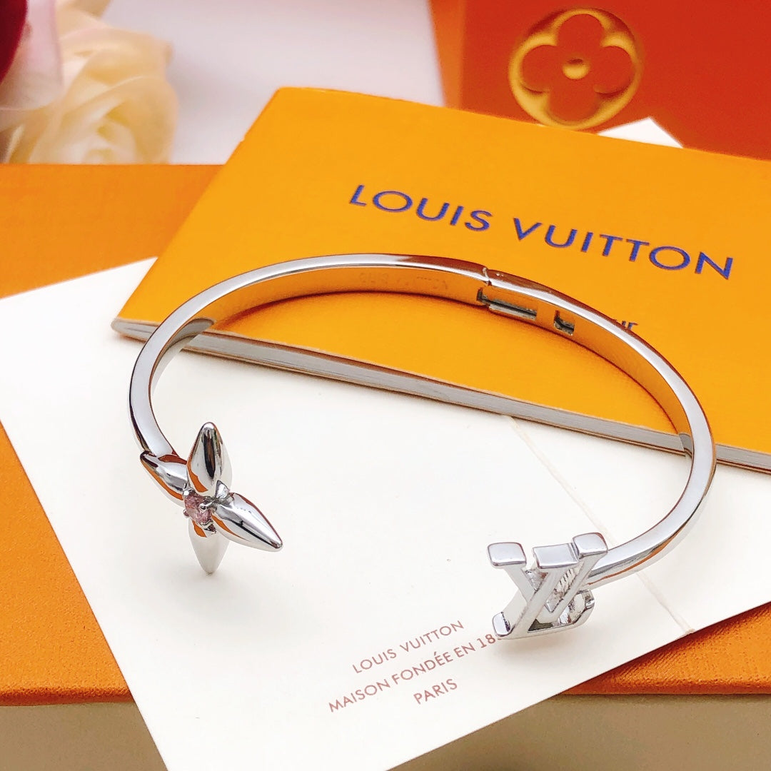 Louis Vuitton Silver-Tone Open Flower Bangle - album image 2