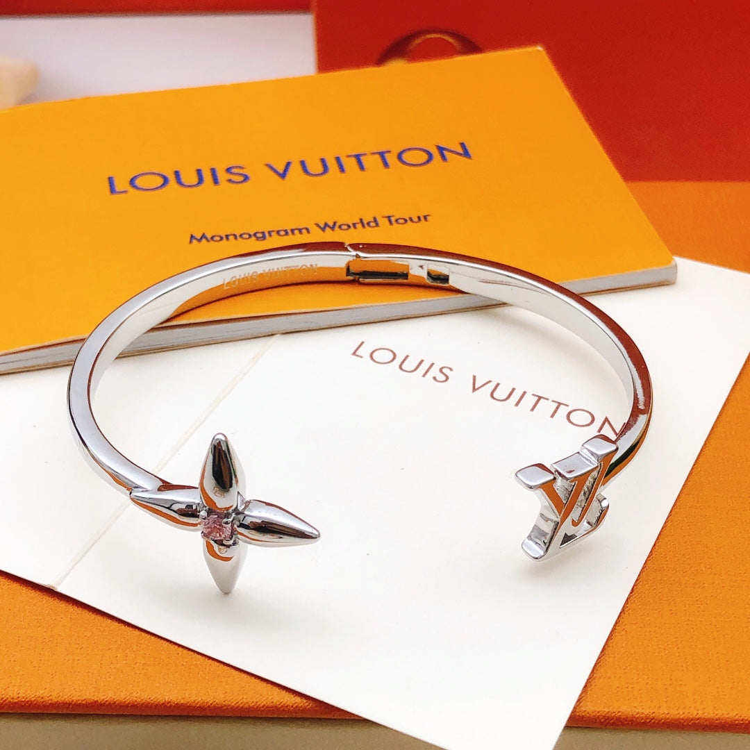 Louis Vuitton Silver-Tone Open Flower Bangle - album image 3