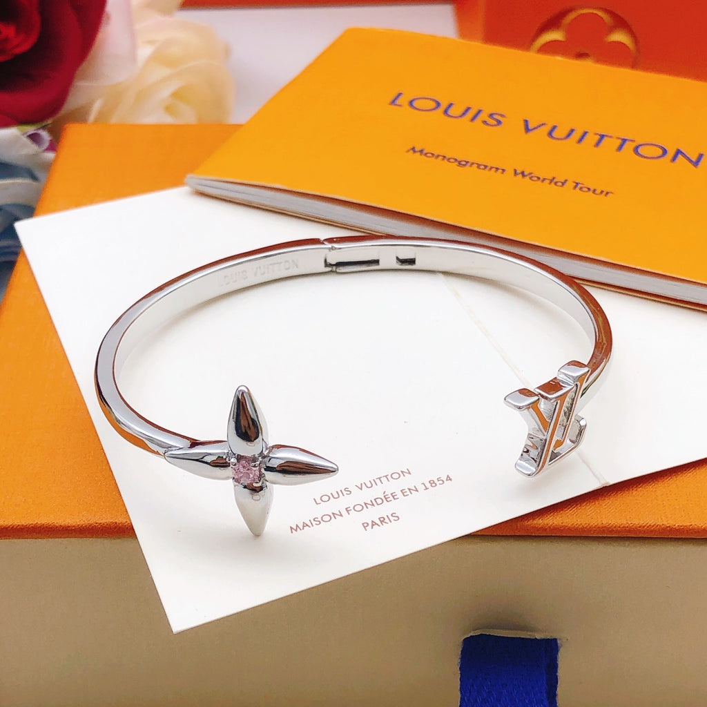Louis Vuitton Silver-Tone Open Flower Bangle - album image 1