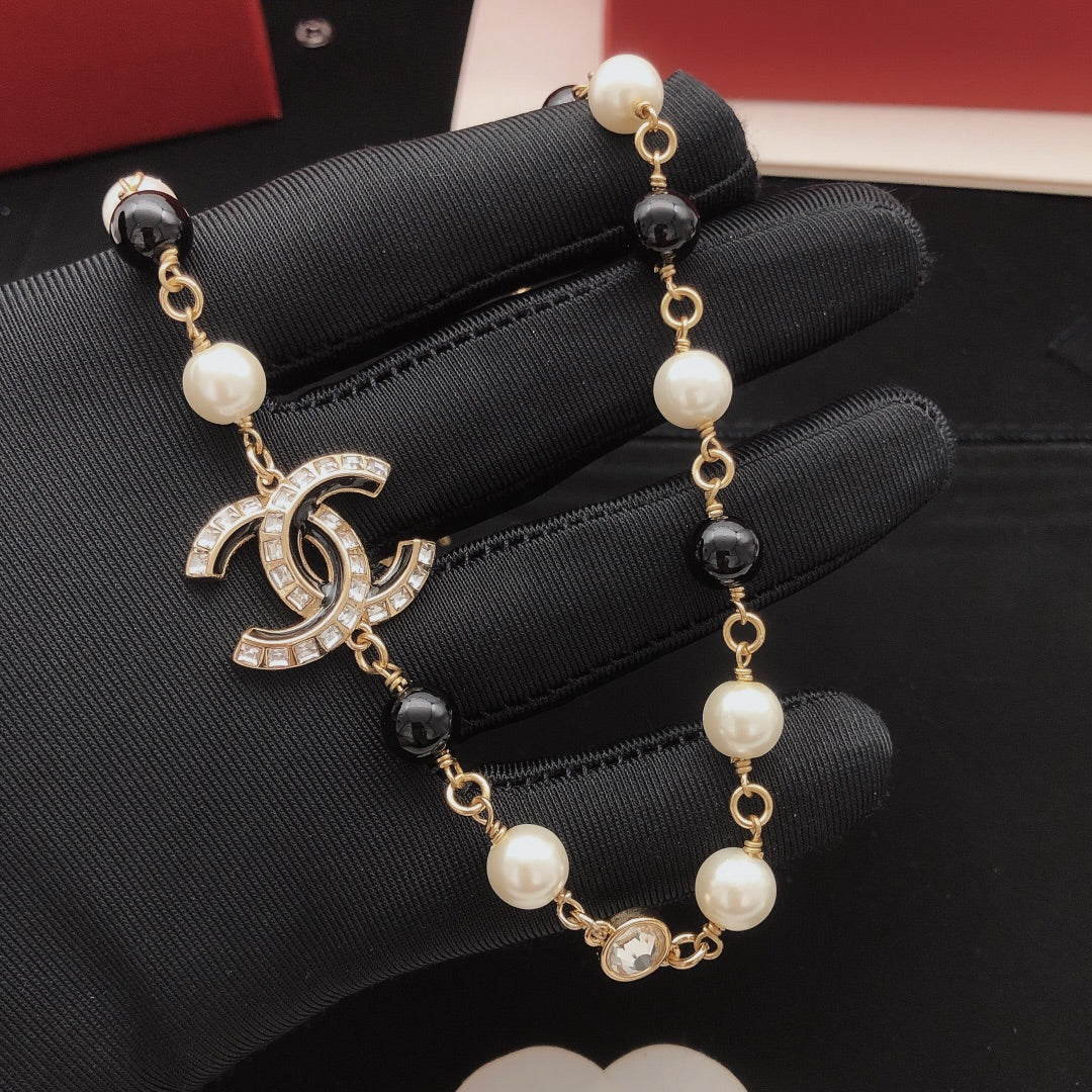 Chanel Pearl Square Crystal Accent Necklace - album image 2