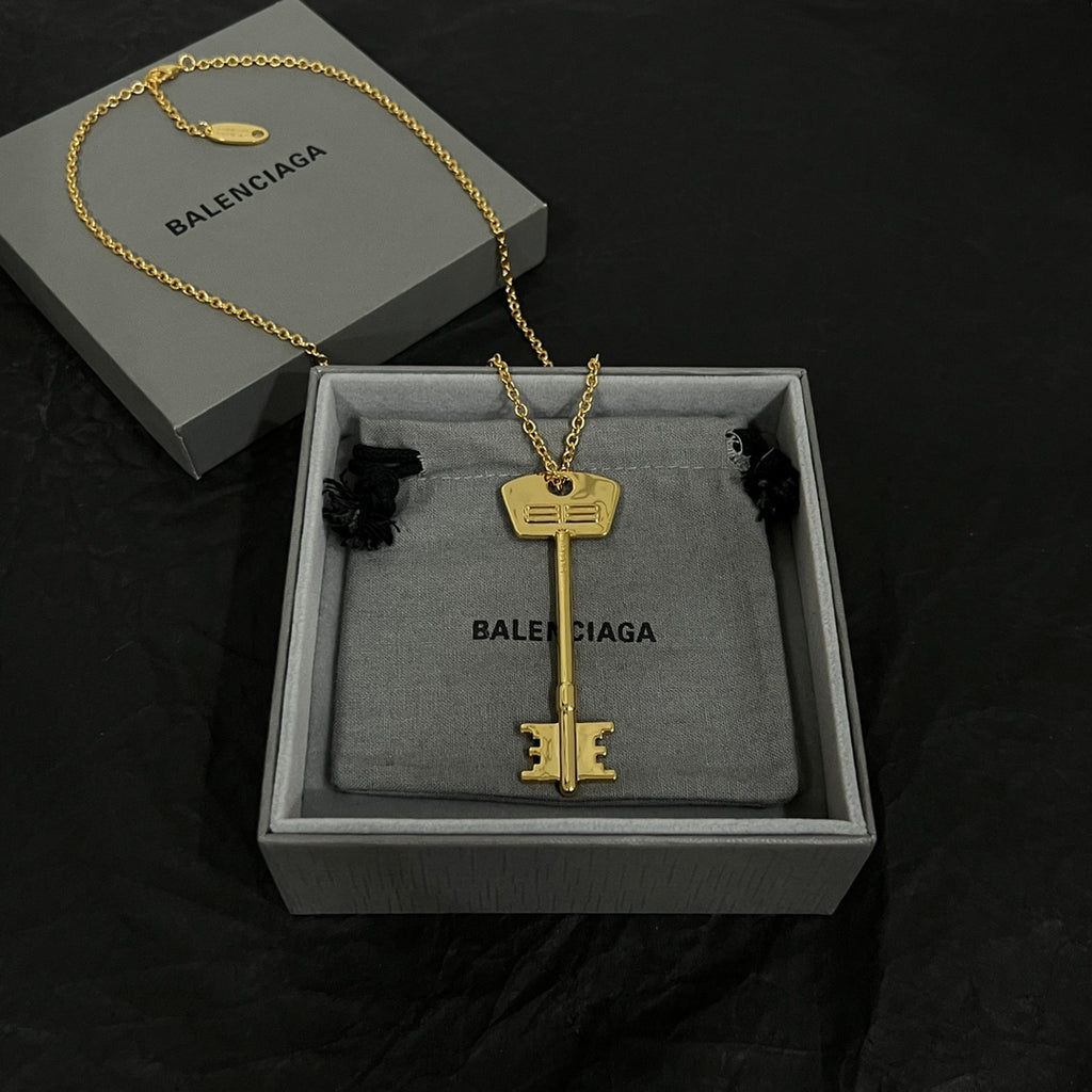 Balenciaga Gold-Tone Long Key Pendant Necklace - album image 4