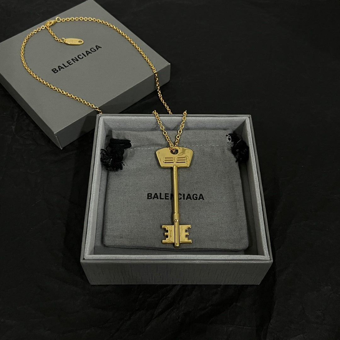 Balenciaga Gold-Tone Long Key Pendant Necklace - album image 4