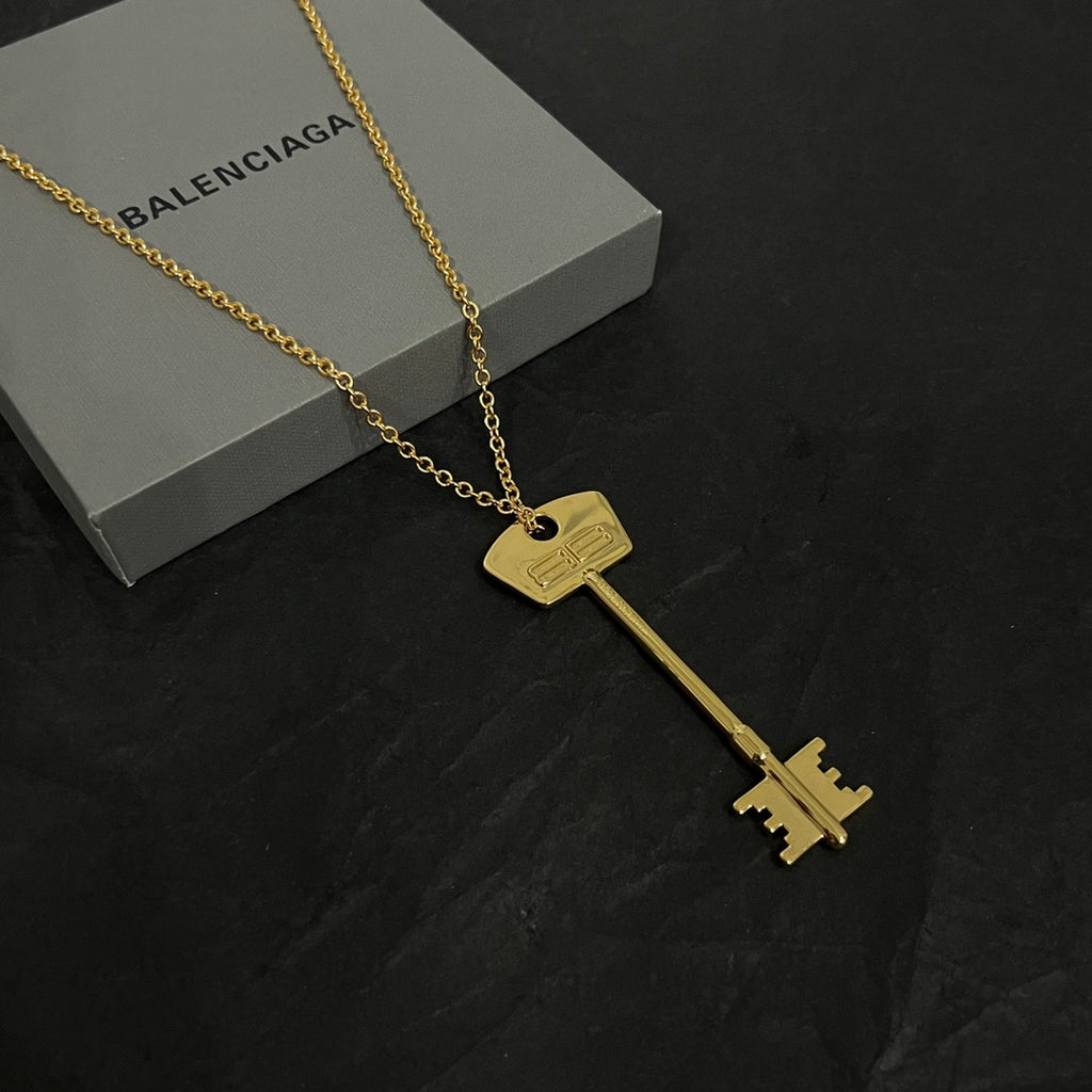 Balenciaga Gold-Tone Long Key Pendant Necklace - album image 7