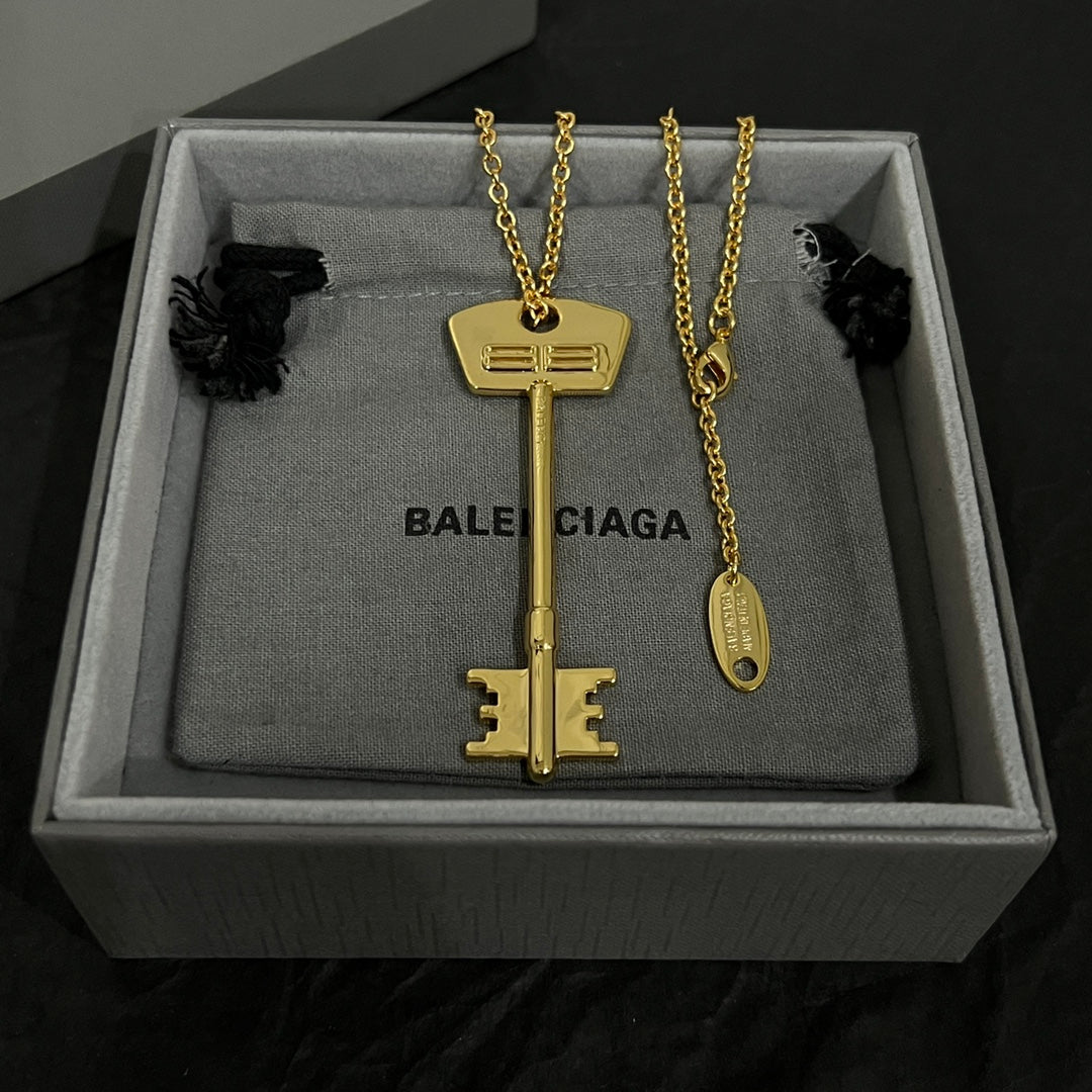 Balenciaga Gold-Tone Long Key Pendant Necklace - album image 8