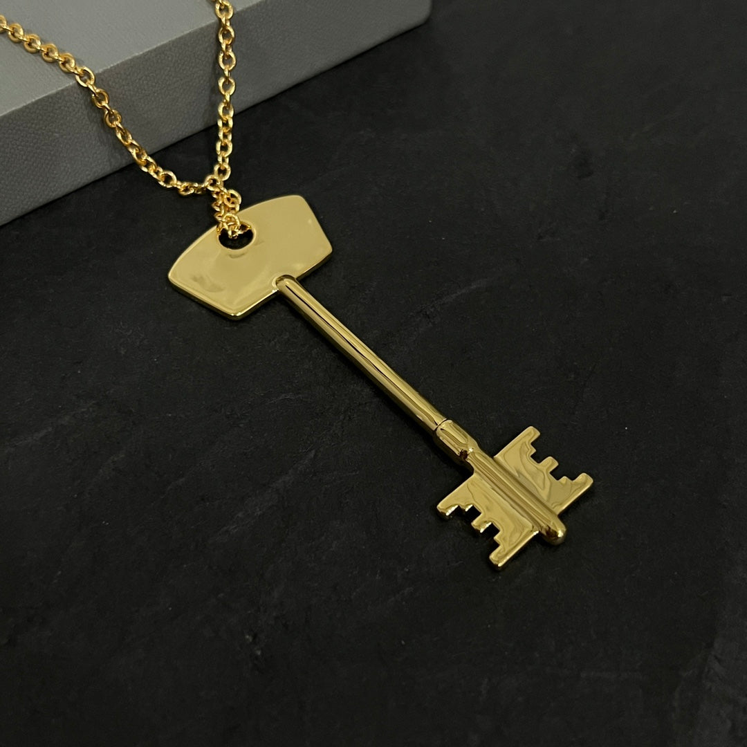 Balenciaga Gold-Tone Long Key Pendant Necklace - album image 9