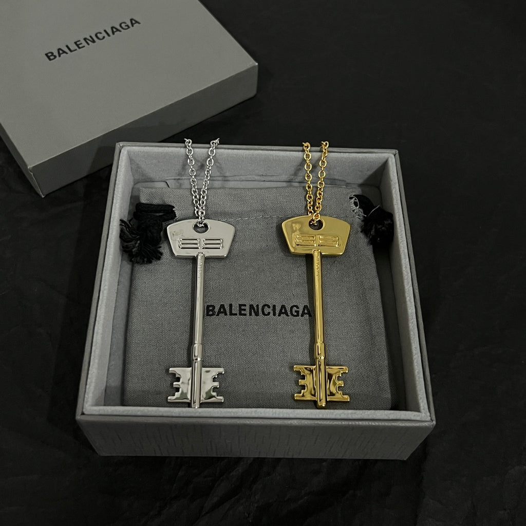 Balenciaga Gold-Tone Long Key Pendant Necklace - album image 6