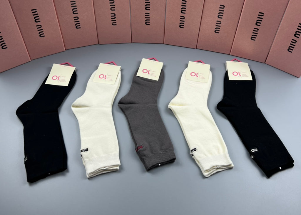 Miu Miu neutral fine rib socks, image 1