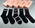 Miu Miu burgundy stripe mix crew socks, image 1