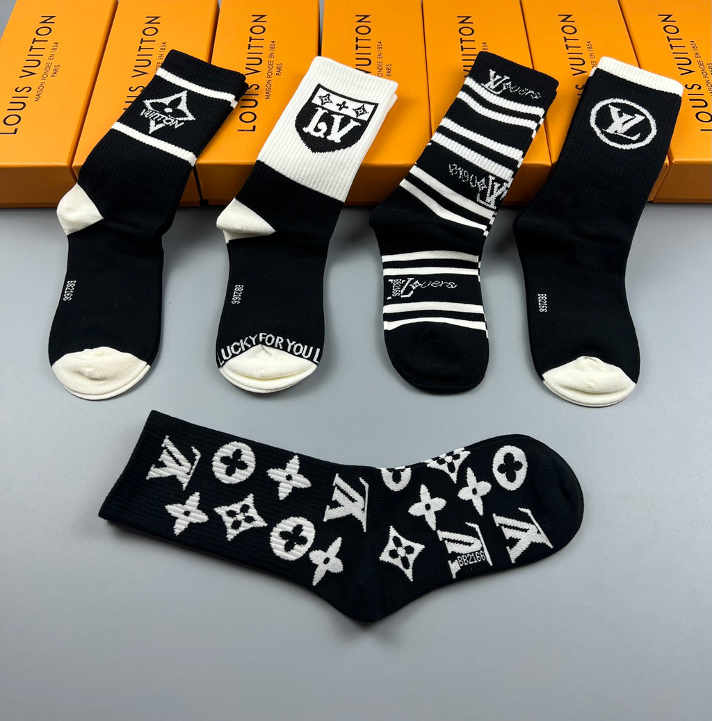 Louis Vuitton black white graphic crew socks, image 6