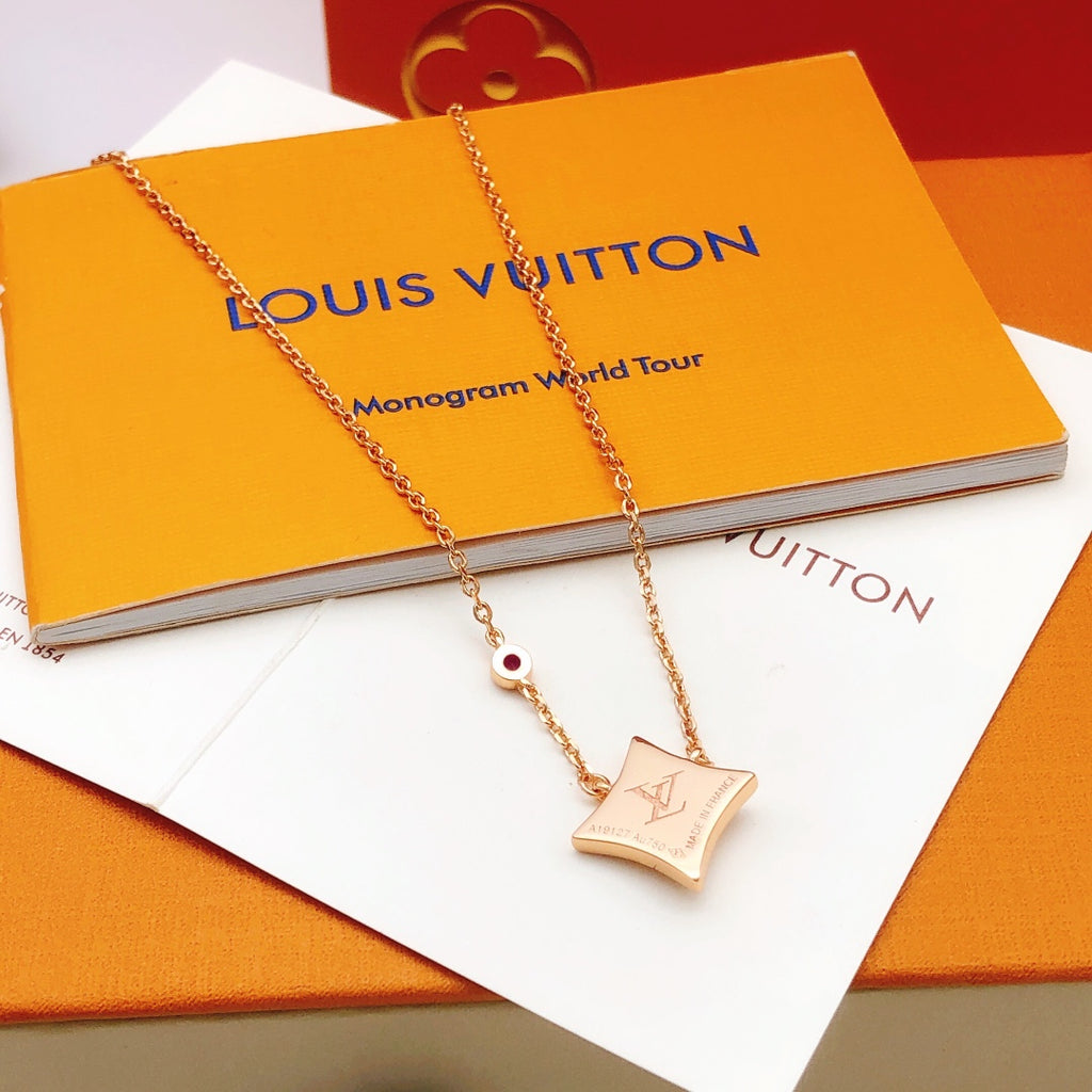Louis Vuitton Rose Gold-Tone Multicolor Diamond-Shape Crystal Accent Necklace - album image 2