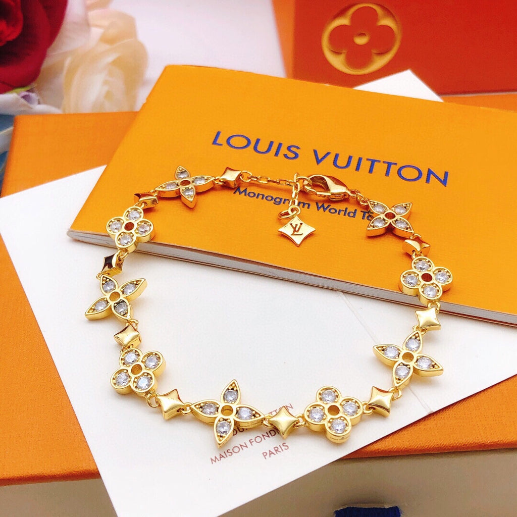 Louis Vuitton Gold-Tone Flower Crystal Accent Bracelet - album image 2