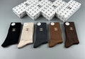 Chanel ribbed earth tone emblem crew socks - view 1